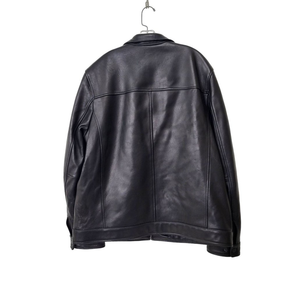 Tommy Hilfiger Black Genuine Leather Bomber Jacket Men's Size XL - Picture 3 of 6